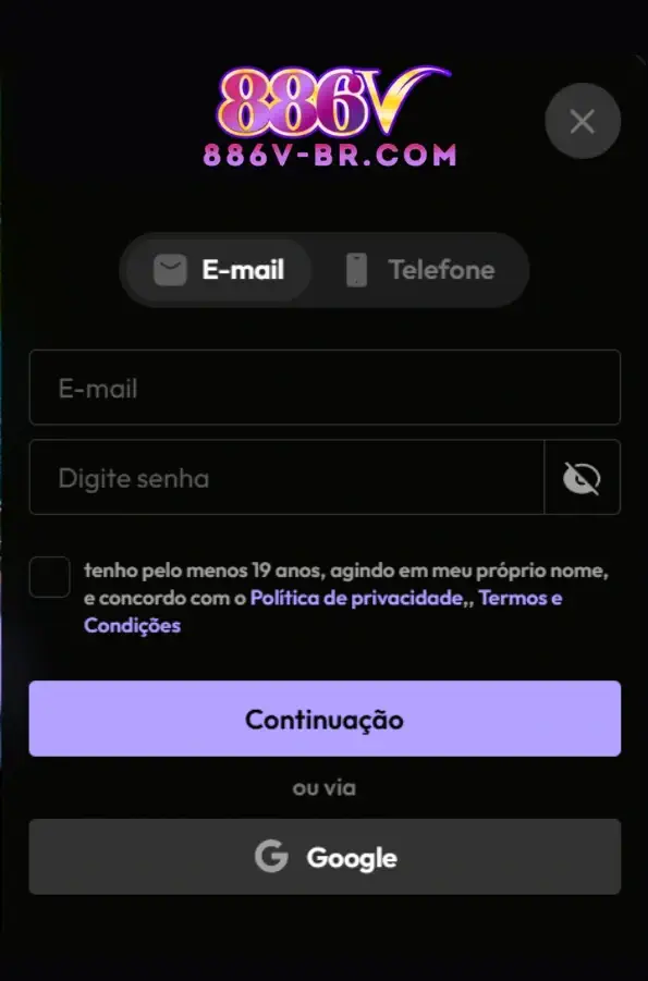 Cadastro rápido na 886V plataforma Brasil